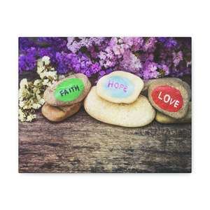 Scripture Sign Faith Hope Love 1 Corinthians 13:13 Stones Christian Wall Art